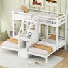 Whisen Twin over Twin & Twin Bunk Bed with Built-in Staircase and Storage Drawer - White - 2 of 4