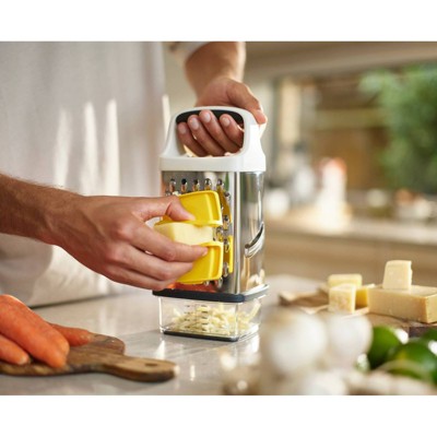 Joseph Joseph Grip Box Grater: Stainless Steel Kitchen Utensil Set, Dishwasher-Safe, Adult Use, White — фото 2