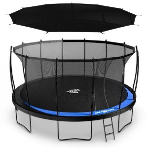 SpaceJump Lunar 16' Trampoline, Outdoor Bouncer with Net and Eclipse Sun Shade - 1 of 4