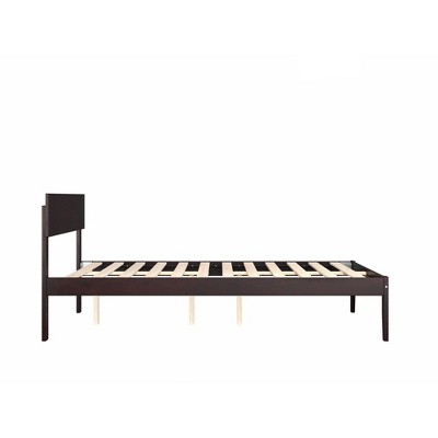 Espresso Full Wood Platform Bed with Slats and Headboard