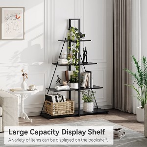 Whizmax Bookcase, 4-Tier Ladder Bookshelf, A-Shaped Ladder Shelf Display, Ladder Shelf Storage Organizer for Living Room, Home Office - 1 of 4