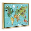 Stupell Industries Country Animals World Map Continents Wildlife Diagram Floating Frame Canvas Art, Gold, 21" x 17" - 2 of 4