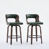 SEYNAR PU Leather 360 Degree Swivel Open Back Bar Stools Wood Legs Set of 2 - 4 of 4