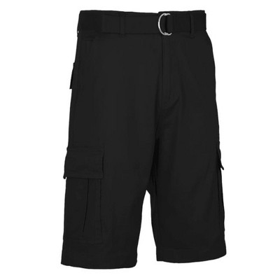 Galaxy By Harvic Men's Flat Front Belted Cotton Cargo Shorts : Target