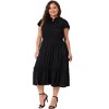 Agnes Orinda Women's Plus Size Self Tie Flutter Short Cap Sleeve Ruffle Midi A Line Dresses - 3 of 4