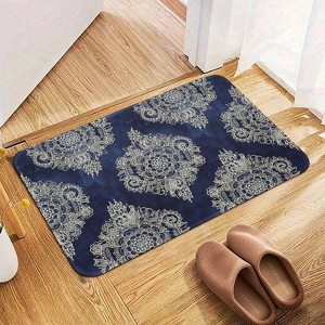 Indigo Fabric Bathroom Rugs Winter Bath Mat Absorbent Non Slip Bathroom Mat Christmas Soft Floor Carpet 16x20 Inches - 1 of 1