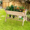 Costway 59'' x 31'' x 32.5'' Raised Garden Bed w/ Shelf Wood Elevated Planter Box w/ Liner - 3 of 4