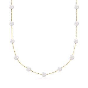 Ross-Simons 6-6.5mm Cultured Pearl Station Necklace in 14kt Yellow Gold - 1 of 4