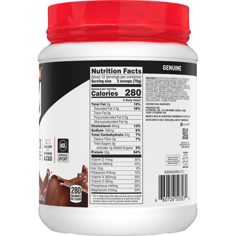 Muscle Milk Genuine Protein Powder - Chocolate - 30.9oz, 5 of 7