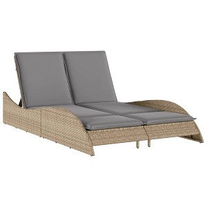 vidaXL Sun Lounger Beige PE rattan 44.9x80.7x28.7 in - 1 of 4