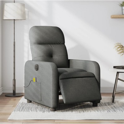 vidaXL Dark Gray Fabric Electric Massage Recliner Chair - Motorized Reclining Armchair With Vibration Massage, Comfortable Seating, And Sturdy Frame