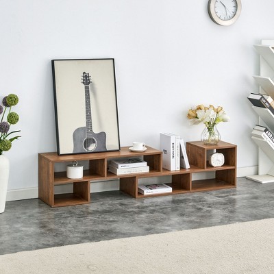 CAVINAS 2 Pieces Cube TV Stand with Open Storage Bookcase Shelf,TV Stand and Console with L-Shaped Design,TV Cabinet for Living Room