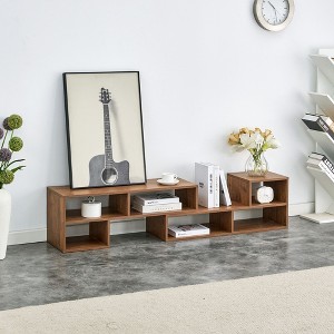 PAGED 2 Pieces TV Stand for TVs Up to 80 Inch,Cube Console Table with Storage Bookcase Shelves for Living Room - 1 of 4