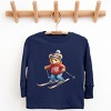 Skiing Bear Watercolor - Youth Long Sleeve Graphic T-Shirt - 2 of 4