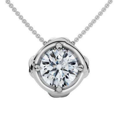 Pompeii3 3/4Ct Natural Diamond Unspoken Pendant 14k Gold 18" Women's Solitaire Necklace