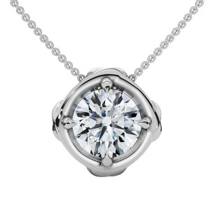 Pompeii3 3/4Ct Natural Diamond Unspoken Pendant 14k Gold 18" Women's Solitaire Necklace - 1 of 4