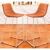 HomeRoots Set of Two 30" Orange And Gold Velvet And Steel Bar Height Bar Chairs - 2 of 4