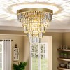 ALOADECOR 4-Light 16" Glam Tierd Brass Flush Mount With Crystal Accents - 2 of 4