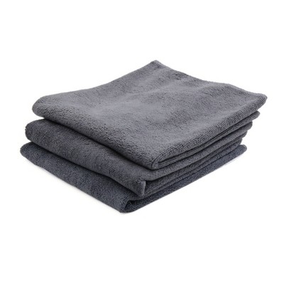 X AUTOHAUX 400GSM Microfiber Car Cleaning Towels Drying Washing Cloth Gray 15.7"x15.7" 3Pcs