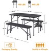 VECELO 3-Piece Folding Table Set with 2 Benches, Indoor Outdoor 4ft Plastic Utility Foldable Table with Hanging Bag Black - image 3 of 4