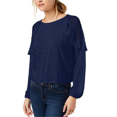 maison Jules Womens Lace Shoulder Basic T-Shirt