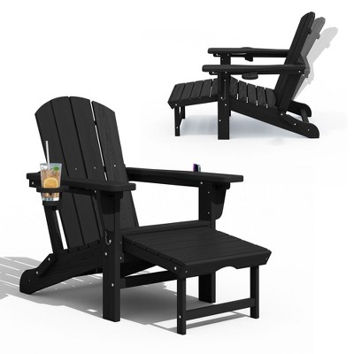 Hyleory 3-Level Adjustable Patio Accent Chair with Retractable Ottoman, Cup & Phone Holders