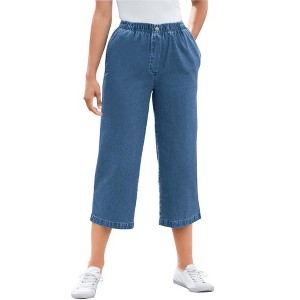 Woman Within Women's Plus Size Petite 7-Day Denim Capri - 1 of 4