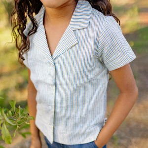 Kids' Dylan Camp Shirt - Driftwood Stripe - 1 of 4