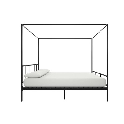 Marion Black Metal Queen Canopy Platform Bed with Headboard