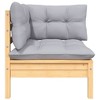 vidaXL Patio Corner Sofa with Gray Cushions Solid Pinewood - 2 of 4