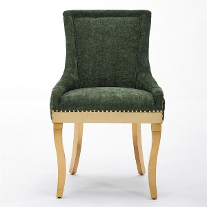 Dronkon Black Set of 2 Chenille Dining Chairs, Modern Upholstered Accent Chairs for Dining Room & Lounge - 1 of 4
