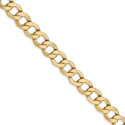 Black Bow Jewelry Men's 6.5mm, 14k Yellow Gold, Hollow Curb Link Chain Necklace