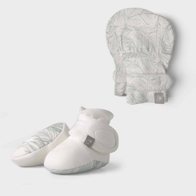 Goumikids Baby Organic Cotton Bamboo Coastal Mittens & Boots - White 0-3M