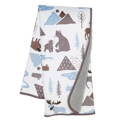 Lambs & Ivy Big Sky Woodland Forest Animals Soft Minky/Fleece Baby Blanket