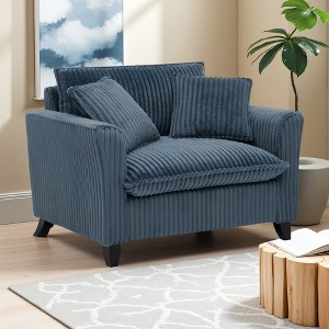 Corduroy Lazy Sofa Chair with Armrests and Soft Cushion - 1 of 4