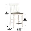 Counter Height Acacia Hardwood Joanna Counter Chair (Set of 2) in Schoolhouse Style with Turned Legs, Pewter Hardware and Picture Frame Apron - 2 of 4