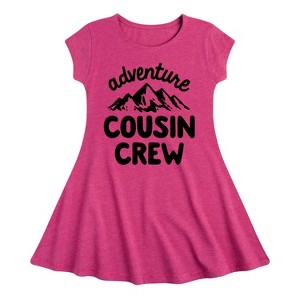 Girls' - Instant Message - Adventure Cousin Crew Fit & Flair Cap Sleeve Graphic Dress - 1 of 4