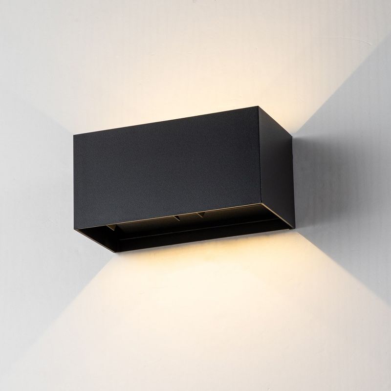 C Cattleya 4-Light Matte Black Aluminum Rectangular LED Outdoor Wall Sconce with Adjustable Light Beam, 2 of 7