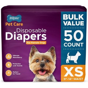 Inspire Pet Care Female Incontinence Dog Diapers for Heat or Pee Disposable Dog Diapers Female All Sizes - 1 of 4