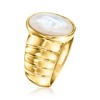 Ross-Simons Oval Mother-Of-Pearl Ring in 18kt Gold Over Sterling - 3 of 4