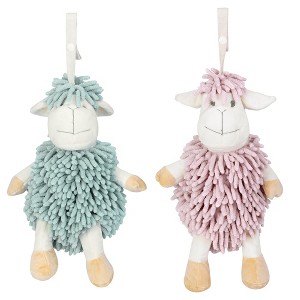 REGALWOVEN Cute Sheep Chenille Soft Absorbent Quick Drying Fuzzy Ball Hand Towel 9" x 13" 2 Pcs - 1 of 4