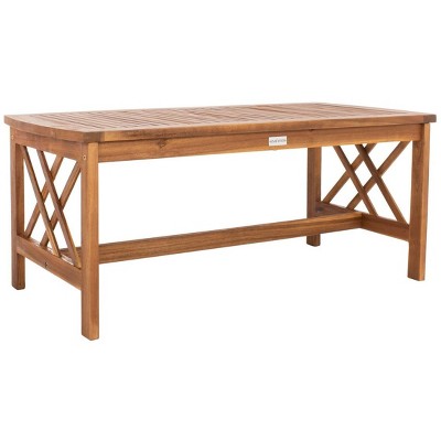 Fontana Natural Acacia Wood 4-Piece Patio Conversation Set with Navy Cushions