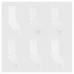 Girls' 6pk Cable Crew Socks - Cat & Jack™ White S