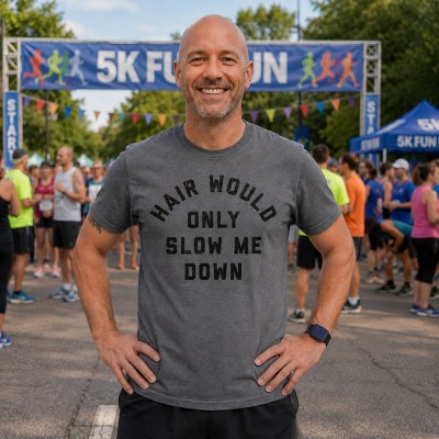 Мужские футболки Crazy Dog T-Shirts, Inc. Mens Funny T Shirts Hair Would Only Slow Me Down Sarcastic Bald Graphic Novelty Tee for Men - Crazy Dog Men's T Shirt With Sarcastic Sayings Dark XL — фото 3