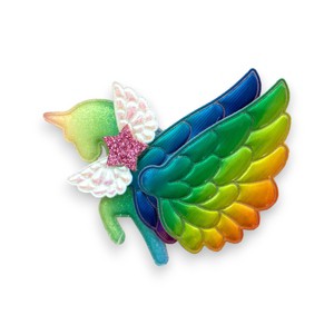 Summer Crystal - Winged Ombre Rainbow Unicorn Hair Clip - Random Gradient Colors - 1 Pack - 1 of 4