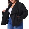 Agnes Orinda Women's Plus Size 2 Pieces Faux Suede Lapel Open Front Cardigan Jacket and Zipper Front Pockets A Line Skirt Set - 3 of 4