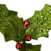 Northlight 12" Glittered Holly with Berry Christmas Pick Spray - 4 of 4