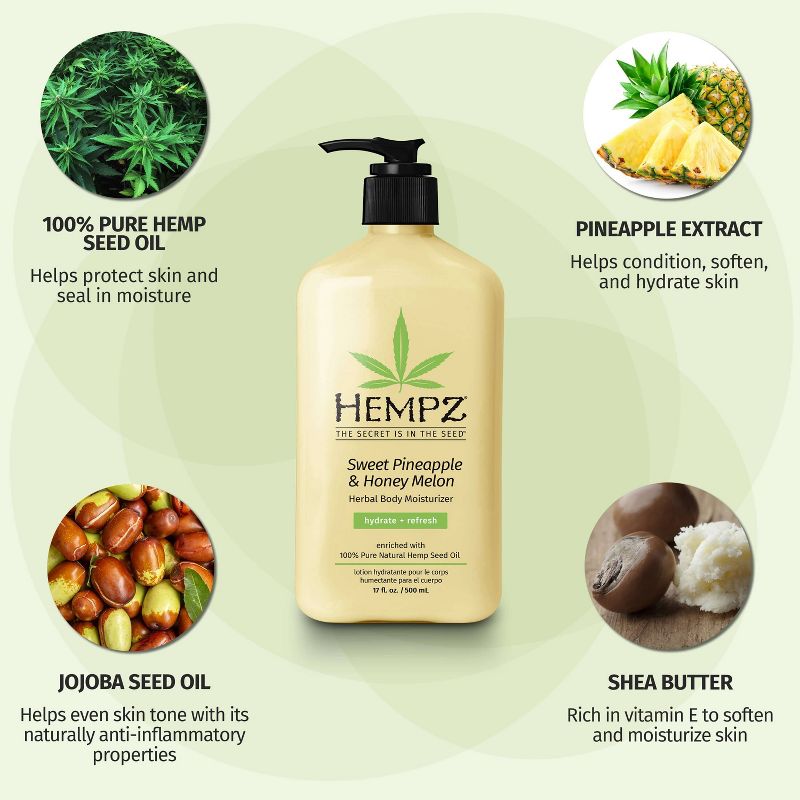 Hempz Herbal Body Lotion - Hydrating Sweet Pineapple and Honey Melon, 4 of 8