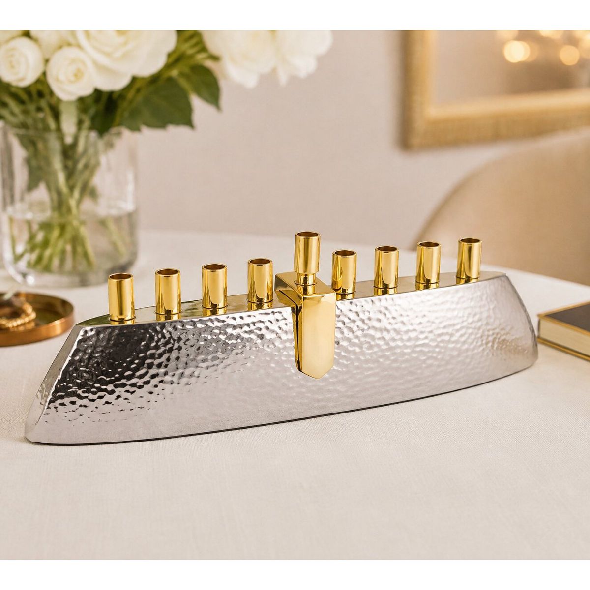 Aluminium Hammered Menorah