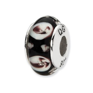 Black Bow Jewelry Black, Purple Floral Glass & Sterling Silver Bead Charm, 13mm - 1 of 4